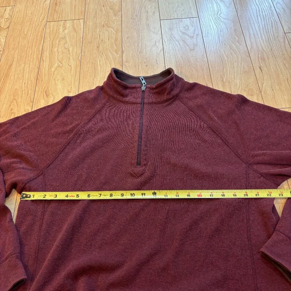 Tommy Bahama Long Sleeve 1/4 Zip Casual Reversible Burgundy Brown Men’s Size L